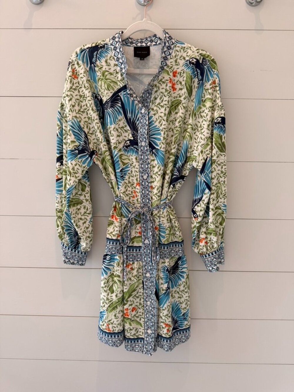 Alex Marie "Nyla" Tropical Bird Print Shirtdress